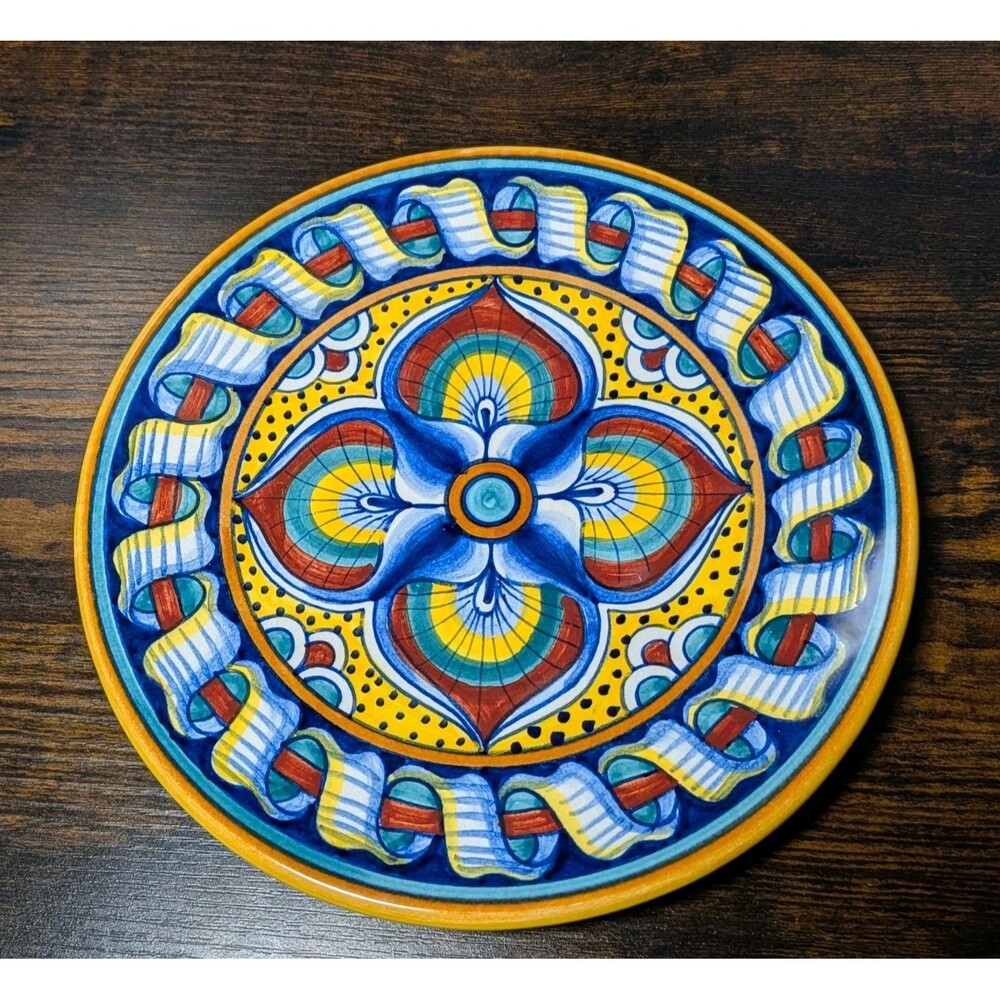 Italian Dipinto A Mano Deruta Wall Decorative Art Plate Hand Painted Floral 8"